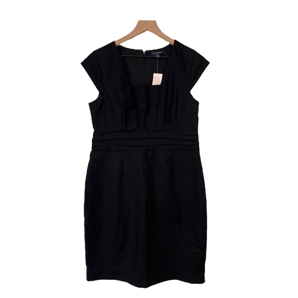 Banana Republic Factory Womens Black Cap Sleeve Sheath Dress Size 12 Petite